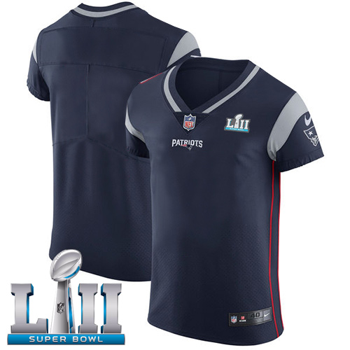 Nike Patriots Blank Navy Blue Team Color Super Bowl LII Men's Stitched NFL Vapor Untouchable Elite Jersey